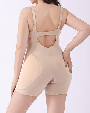 Lace Backless Underwire Open Crotch Shapewear With Removable Sponge Pad