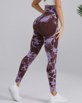 Seamless High Stretchy Tie Dye Scrunch Butt Lifting Wideband Waist Yoga Pants