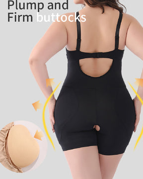 Lace Backless Underwire Open Crotch Shapewear With Removable Sponge Pad