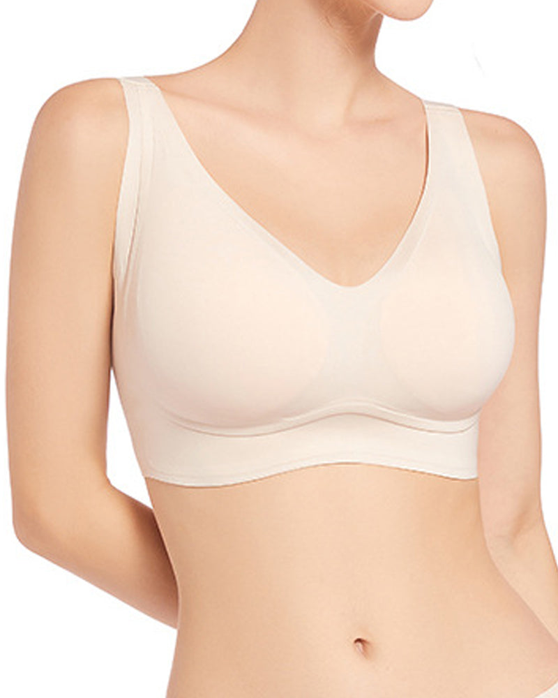 Smooth No Underwire V Neck Bra Seamless Full Coverage Comfort Push Up Bra