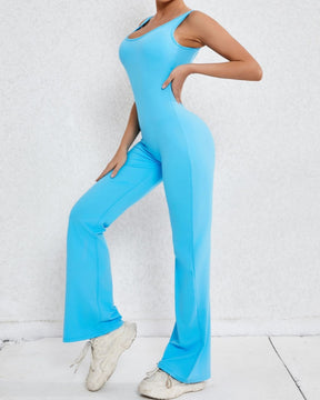 Hollow Back Sports Flared Yoga Jumpsuit