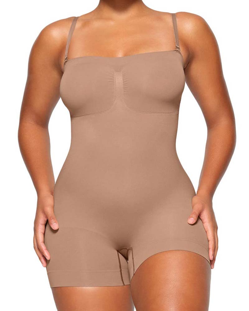 Slimming Sleeveless Bodysuit With Removable Shoulder Strap