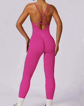 Criss Cross Seamless Scrunch Butt Romper Spaghetti Strap Tummy Control Jumpsuit