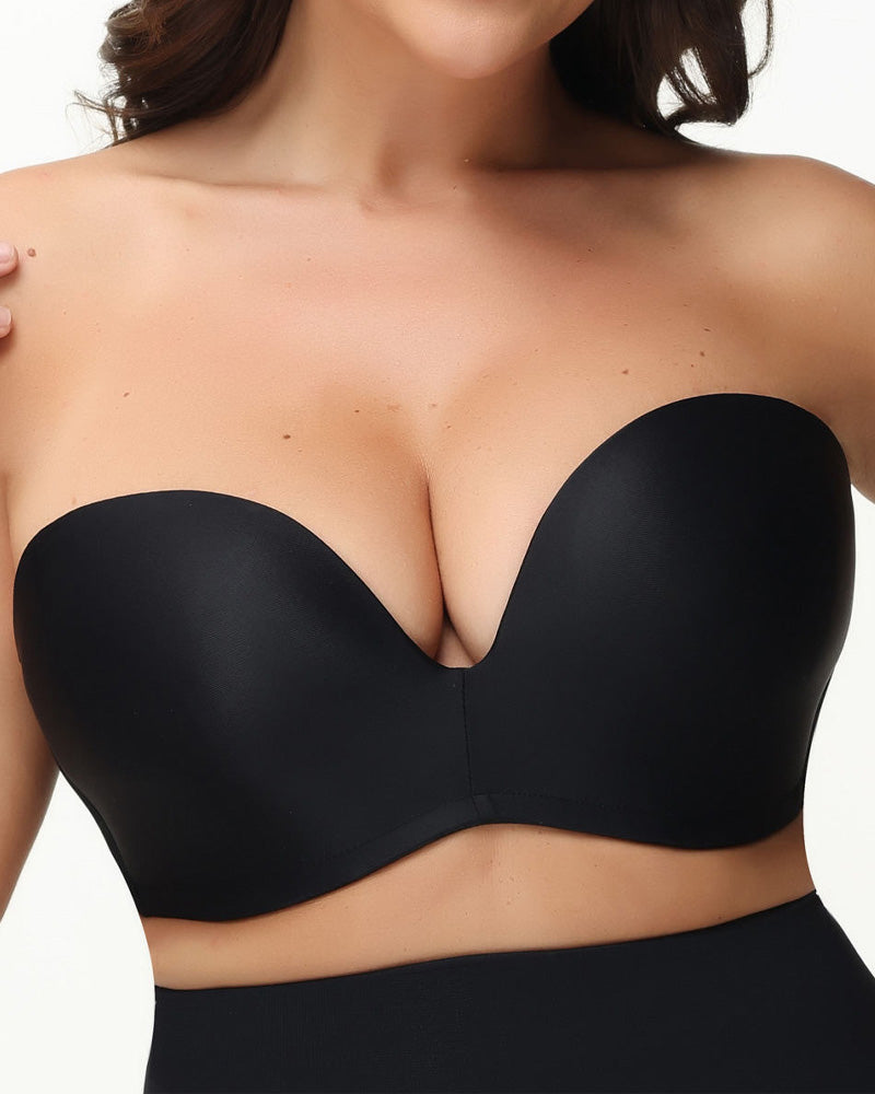 Wireless glossy push up strapless sexy plus size bra