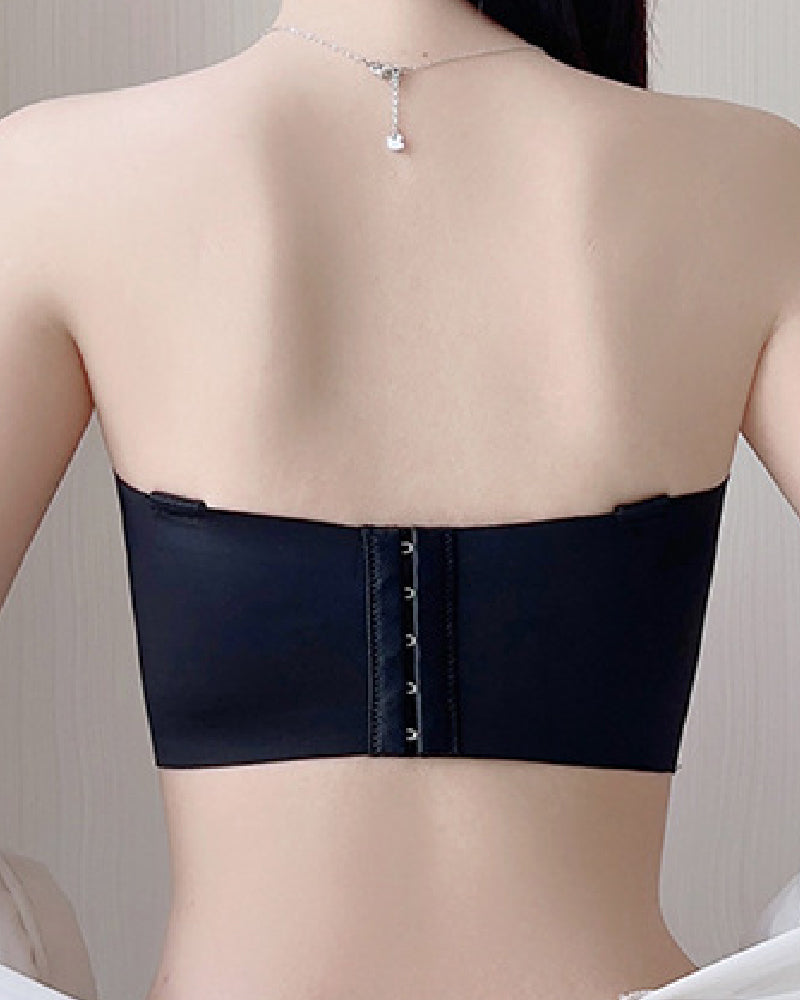 Bralette minimizador bandeau sin tirantes para mujer, sujetador inalámbrico fino antideslizante