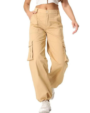 Women's Loose Casual Wide Leg High Waist Pocket Cargo Pants