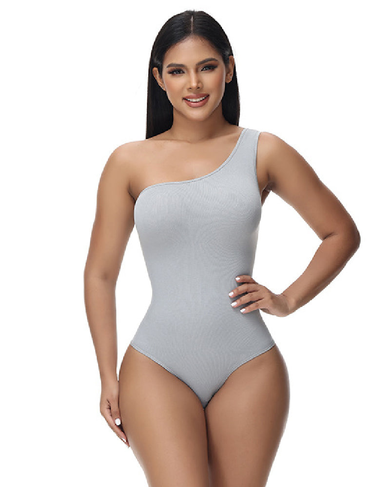 Shapshe® Sexy Ribbed One Shoulder Sleeveless Tank Top Tight Stretch Bodysuit