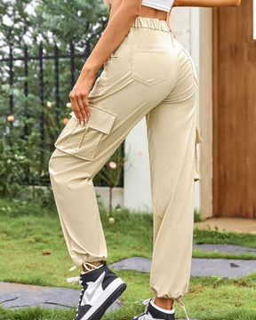 Women's Loose Casual Wide Leg High Waist Pocket Cargo Pants