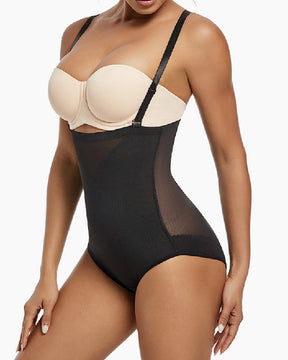 Mesh Cross Tummy Control Shapewear Panties With Removable Straps