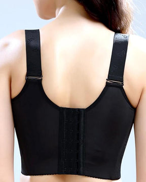 Women Side Support Longline Corset Wire-free Push Up Bra Adjustable Wide Straps