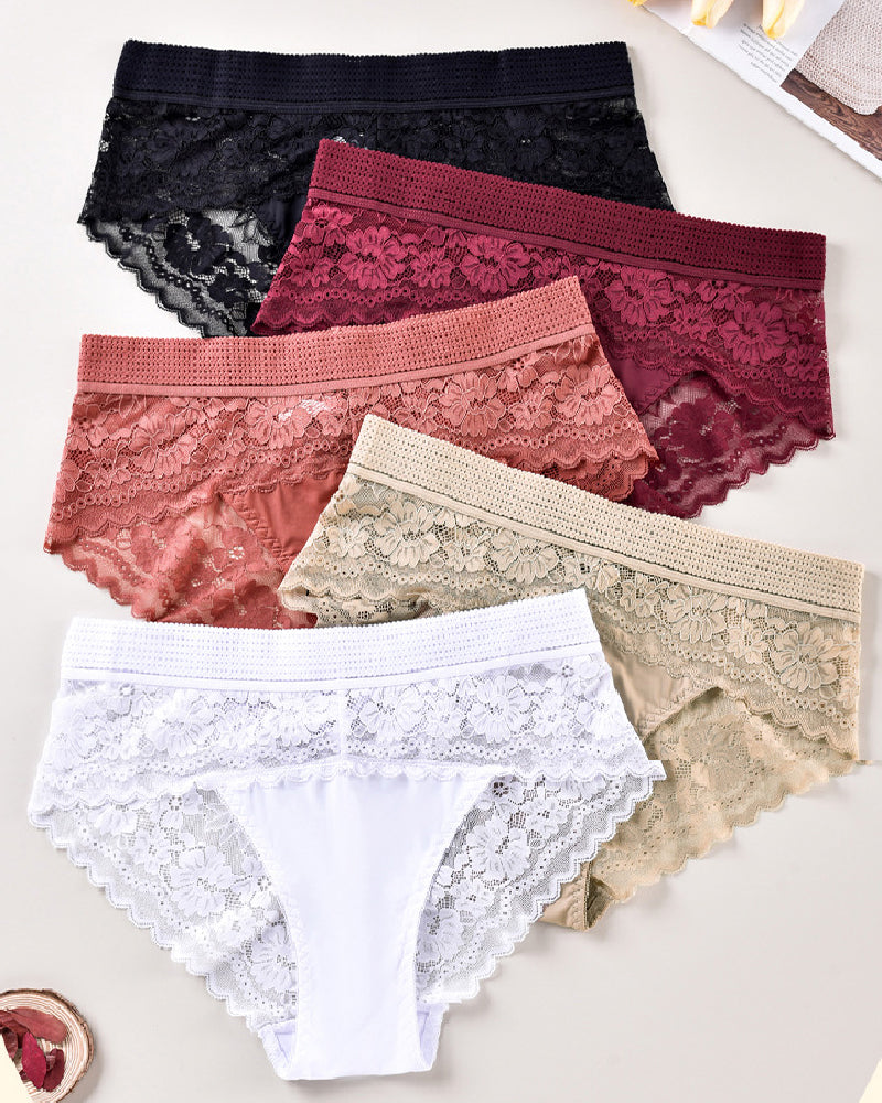 Women's Floral Lace Stitching Comfy Breathable Stretchy Briefs