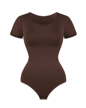 Women's Seamless Slimming Short Sleeve Thong Crew Neck Bodysuit