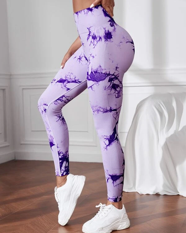 Tie Dye Sin costuras Cintura alta Transpirable Suavidad Deportes Entrenamiento Leggings Pantalones de yoga