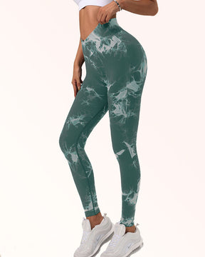 Leggings elásticos sin costuras con efecto tie-dye, pantalones deportivos de yoga con control de barriga