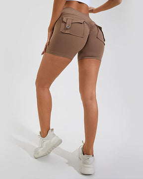 Women's Yoga Shorts Hip Lift Cargo Back Pockets