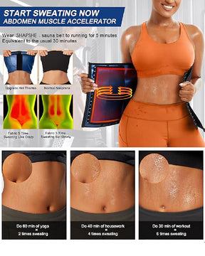 Women's Workout Sweat Waist Trainer Weight Loss Tummy Wrap Sports Belt With Buckle