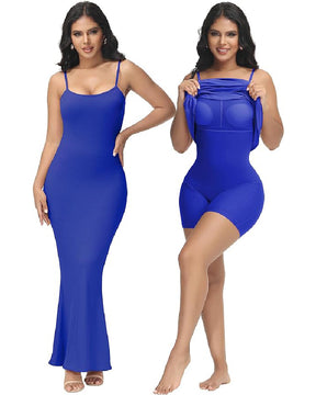 Women's 2 In 1 Spaghetti Slip Long Shapewear Dress Tummy Control Sleeveless Bodycon Dresses