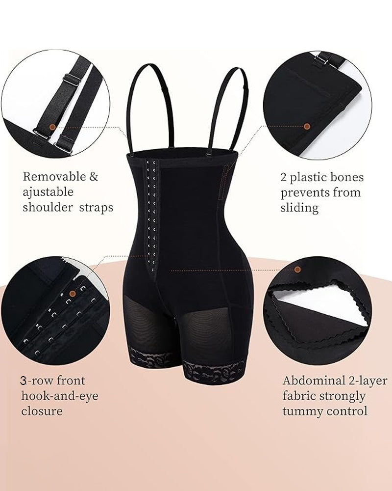 Shapshe® Tummy Control Body Shaper Butt Lifter Thigh Slimmer Faja Plus Shapewear with Zipper Crotch