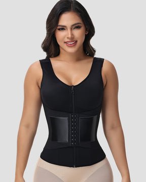 Zipper & Button Double Pressure Women's Waist Trainer with Adjustable Shoulder Strap (Pre-Sale)