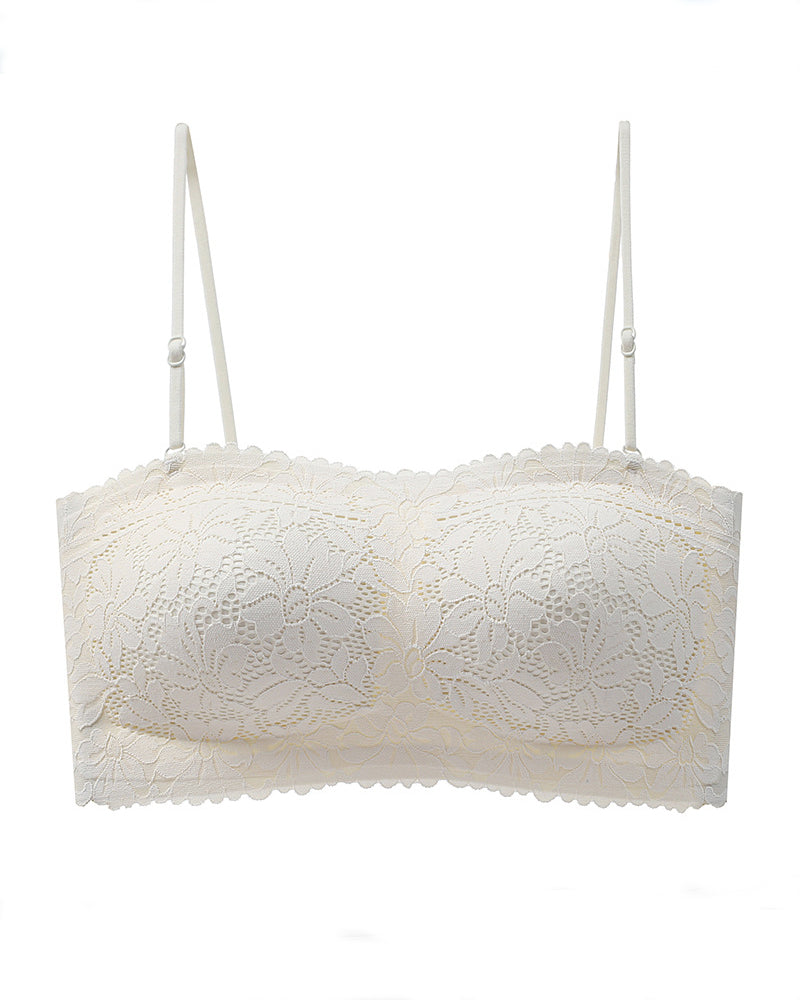 Women's Strapless Lace Non-slip Seamless Wireless Tube Top Bra