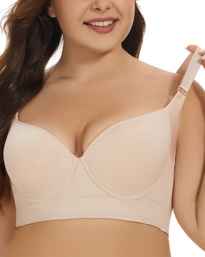 Smooth Seamless Memory Steel-Ring Deep V Push-Up Adjustable Bra