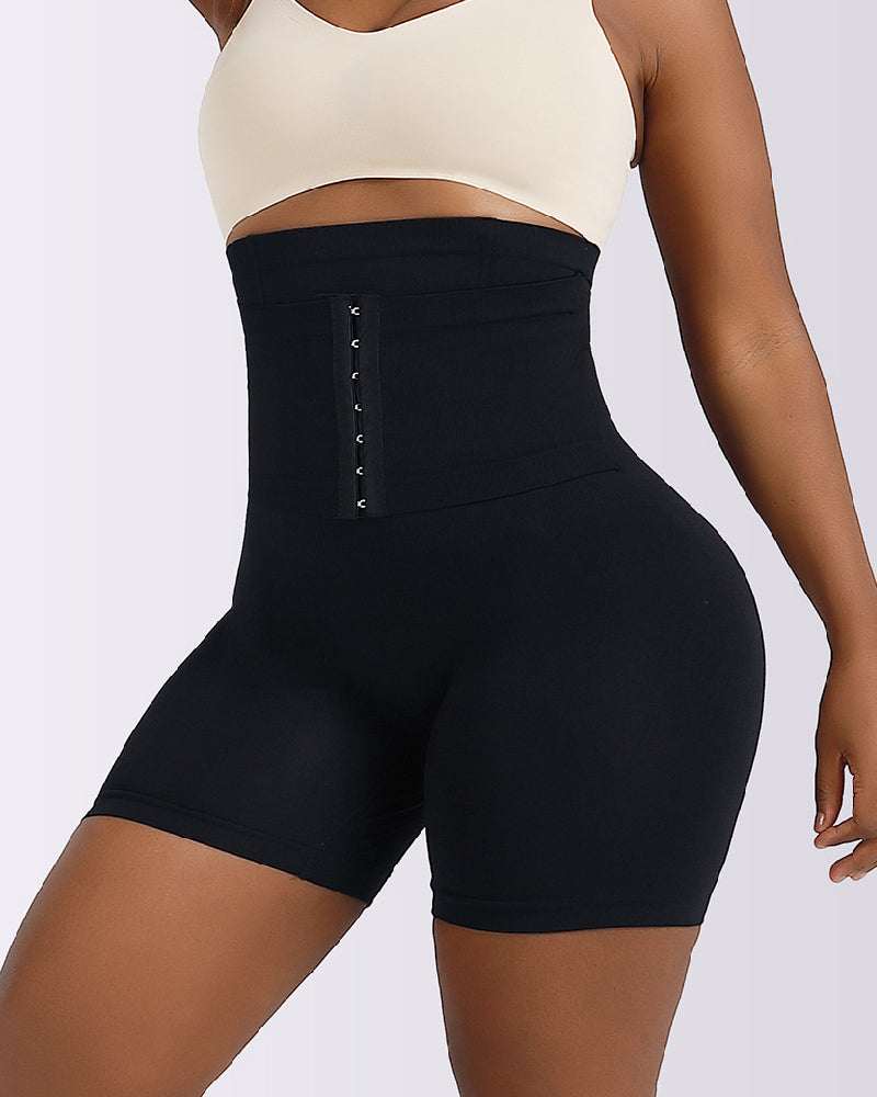 High Waist Stretchy Hourglass Buckle Belt Corset Butt Lift Shapewear Shorts