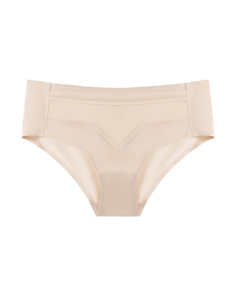 Ropa interior invisible desnuda de seda de hielo de cintura media para mujer, lencería de malla transpirable