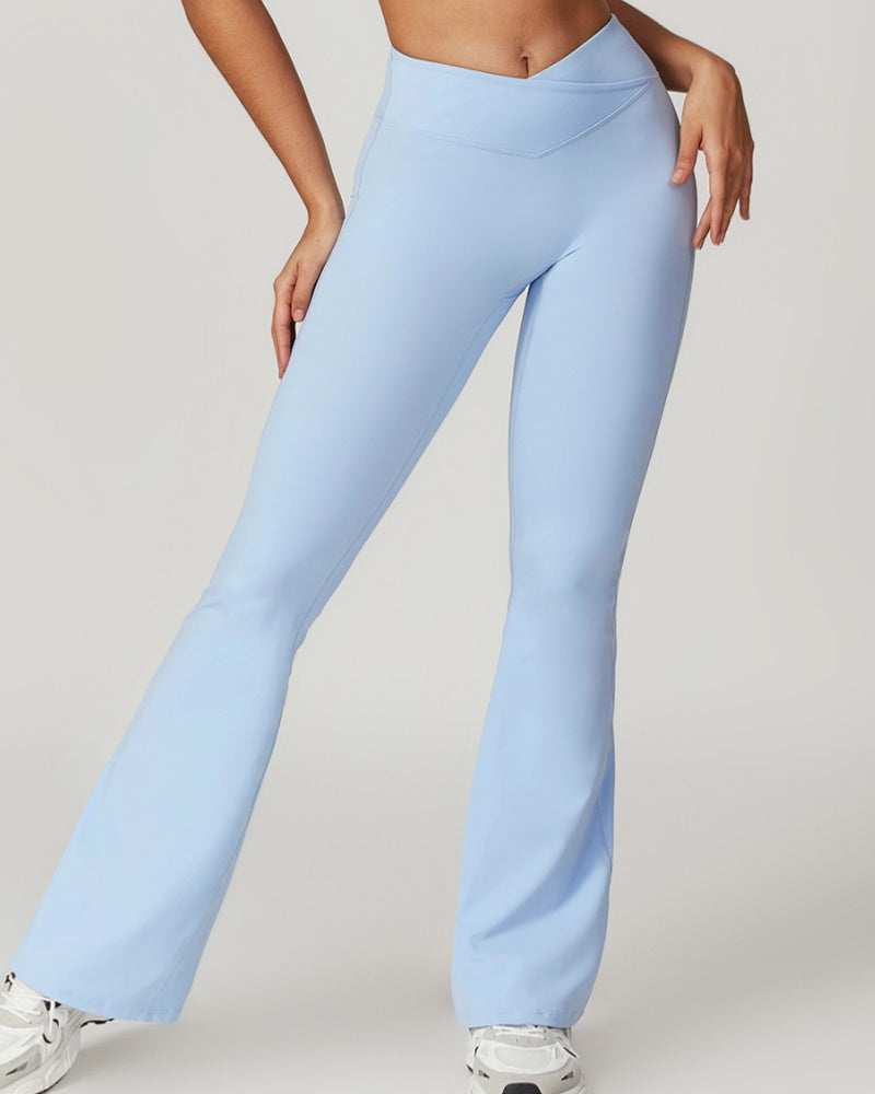 Crossover High Waist Hip Lift Quick Dry Yoga Flared Pants