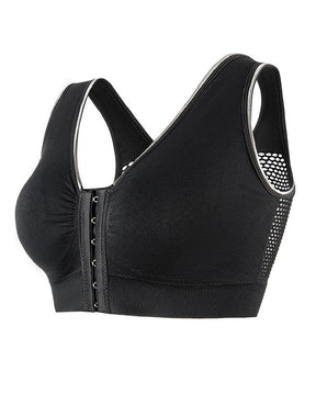 Women's Plus Size Front Buckle Solid Hollow Breathable Wireless Sports Bra