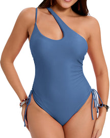 Off-shoulder Halter Swimsuit with Drawstrings Shapewear Beachwear