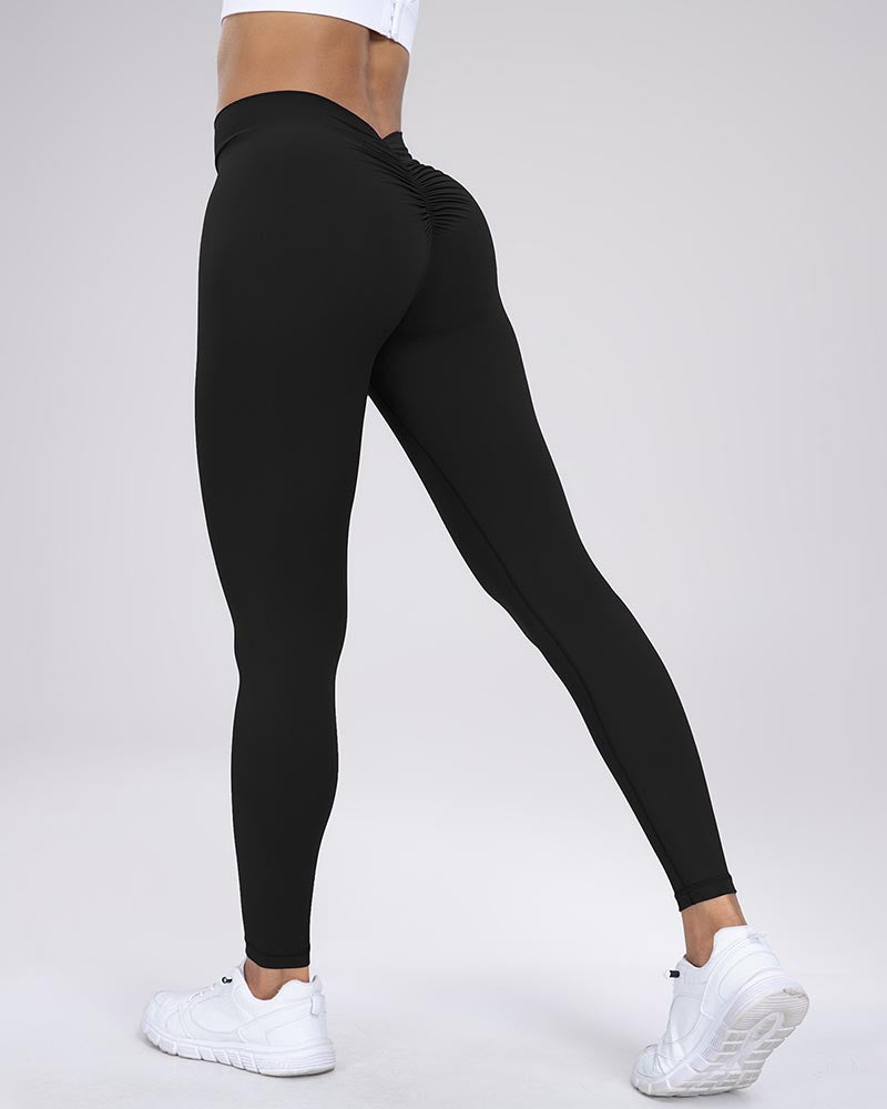 Pantalones de yoga con espalda en V y trasero en V Leggings de entrenamiento suaves y mantecosos de talle alto