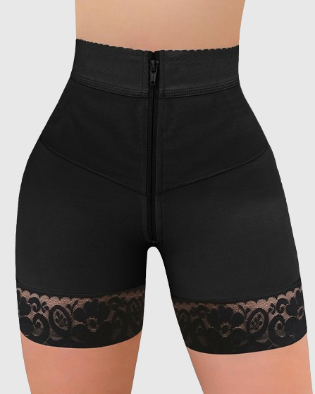 Internal Hooks Firm Compression Zipper Butt Lift Peachy Shaper Shorts