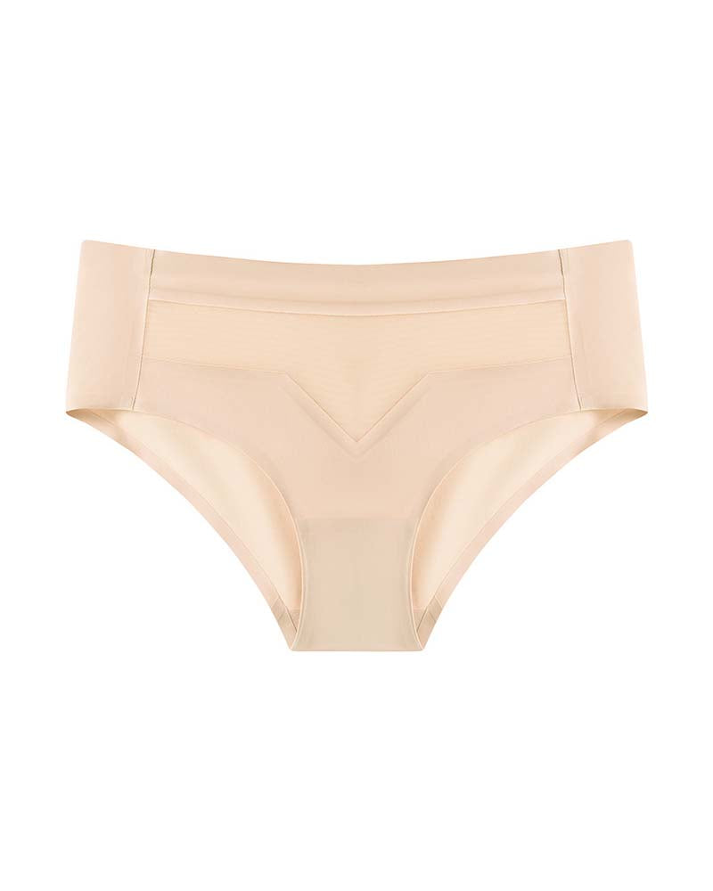 Ropa interior invisible desnuda de seda de hielo de cintura media para mujer, lencería de malla transpirable