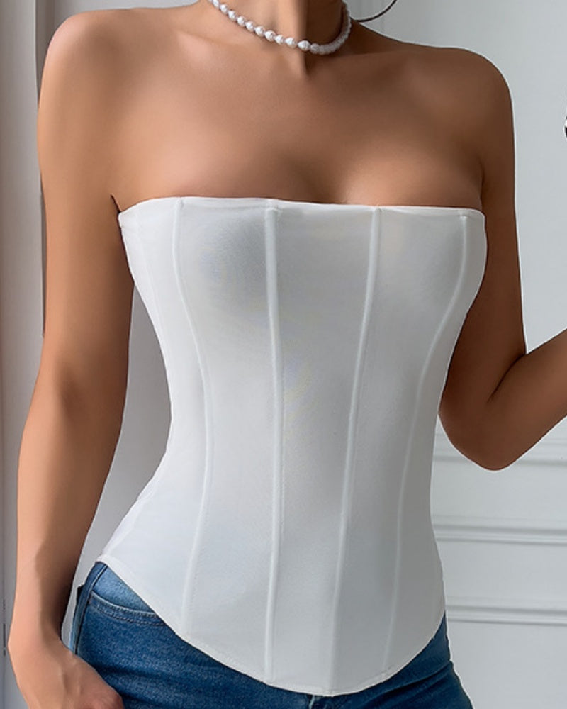 High Elastic Mesh Tube Top Tummy Control Body Shaping Vest