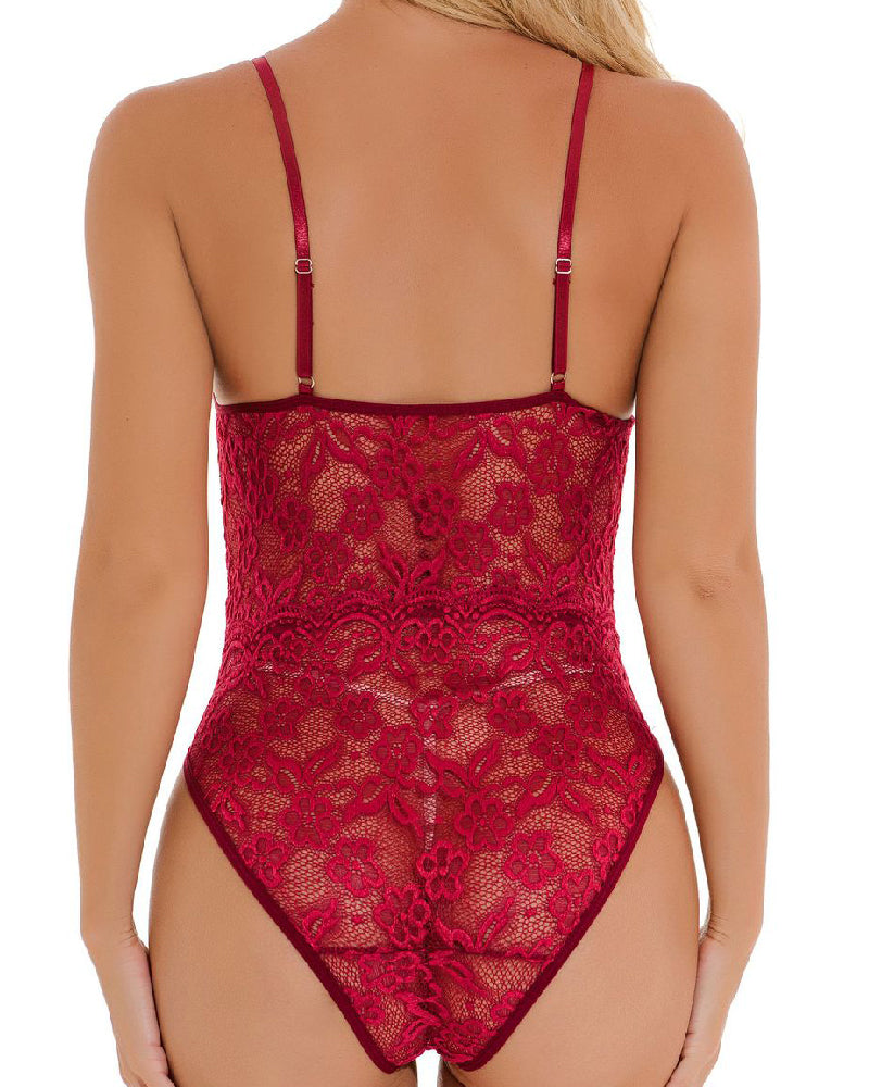 Sexy Floral Lace Push Up Bodysuit See Through One Piece Corset Body Shaper