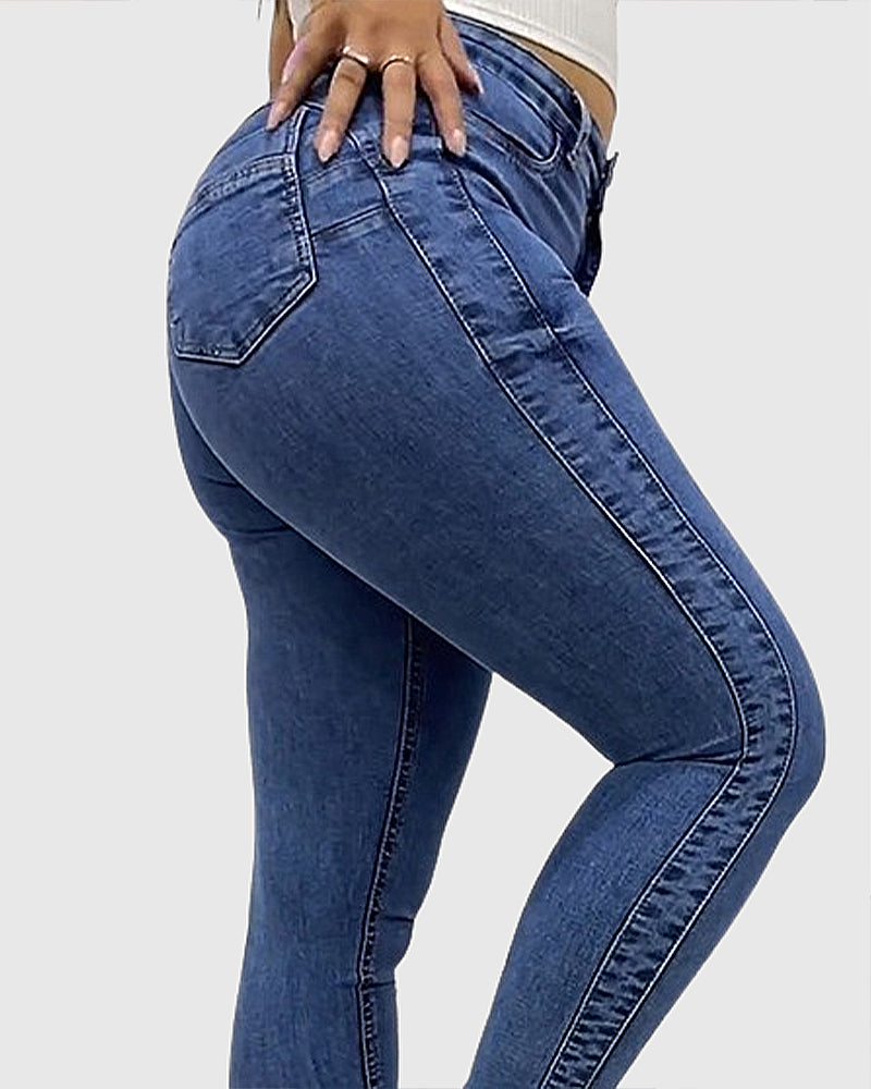 Skinny Jeans High Waist with Double Seams