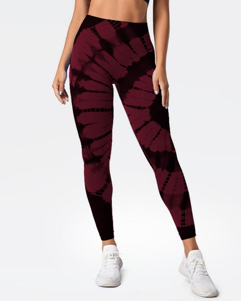 Tie-dye Printed High-waist Peach Hip-lifting Seamless Outerwear Yoga Pants