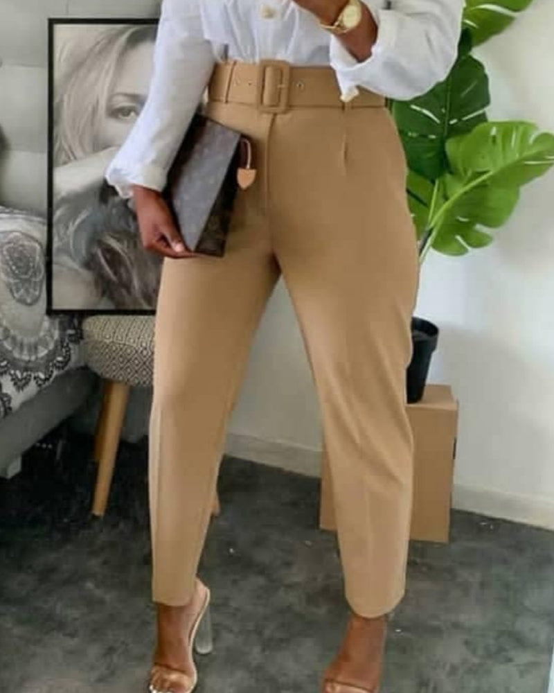 Women's High Waist Casual Slim Fit Suit Pants