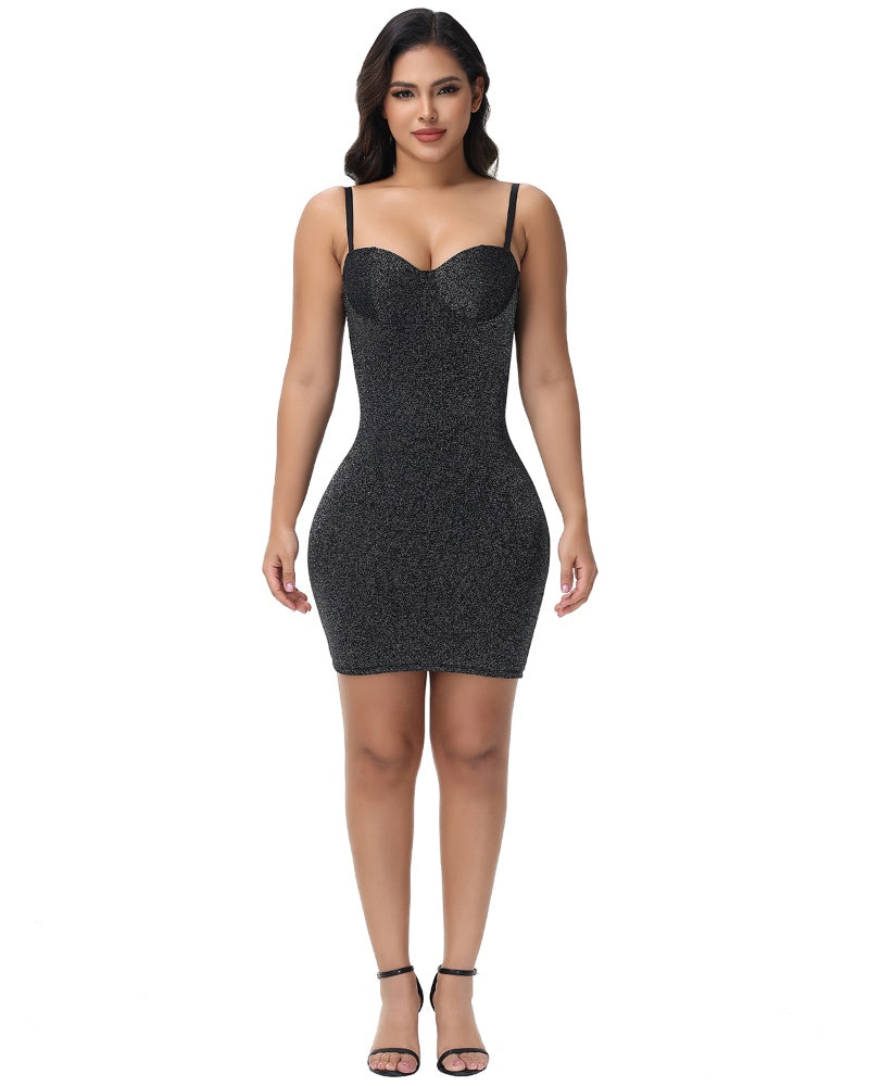 Sexy Glitter Metallic Cami Underwire Push Up Bodycon Mini Dress