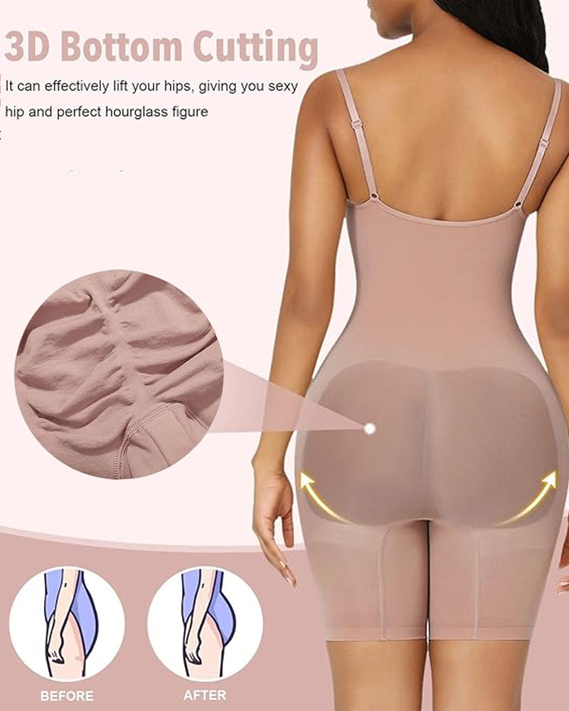 Seamless Light Support Tummy Control Thigh Slimmer Bodysuit Shapewear