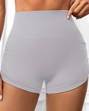 Side Drawstring High Waist Threaded Solid Color Yoga Shorts