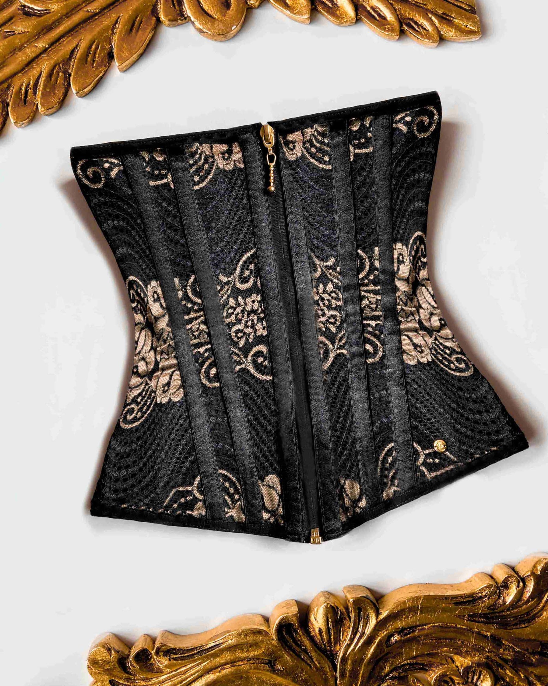 Jacquard Steel Bone Workout Waist Trainer Zipper Underbust Corset