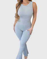 Comfortable Sleeveless Jumpsuit with High Waist and Flared Design