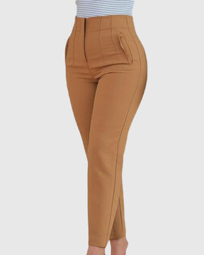 Women's Tailored Pleat High Waist Side Pocket 9-point Pants