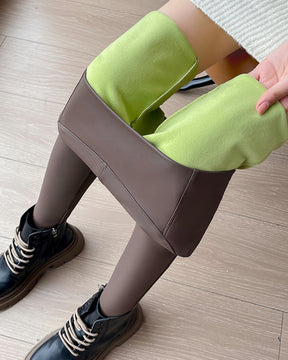 Thickened Fleece Windproof Pants and Tummy-Control Yoga Leather Leggings