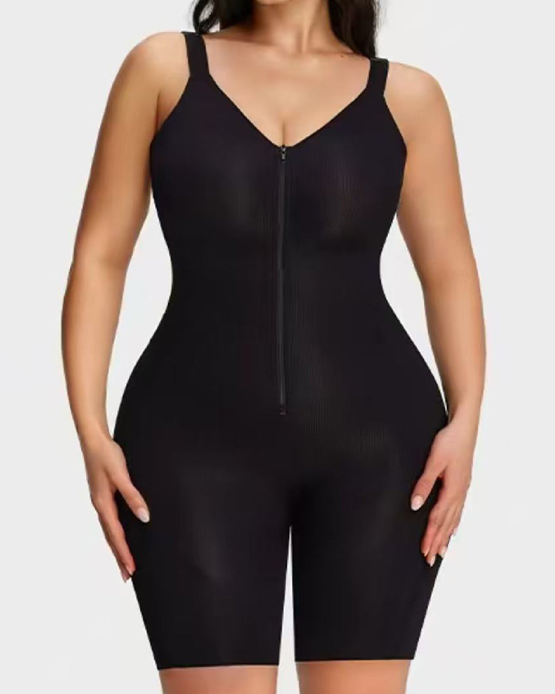 Back Pull Down Front Zipper Breathable Full Body Shaper Shapewear