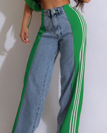 Panelled 3-Stripes High-waist Wide-leg Jeans