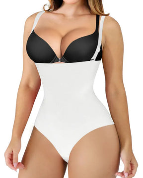 Women's Seamless Invisible Tummy Control Body Shaper Thong Corset Open Bust Shapewear