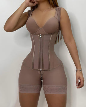 High compression Front Zipper Mid Thigh Shapewear