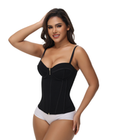 Women's Sexy Zipper Front Boned Overbust Spaghetti Strap Corset Bustier Tops